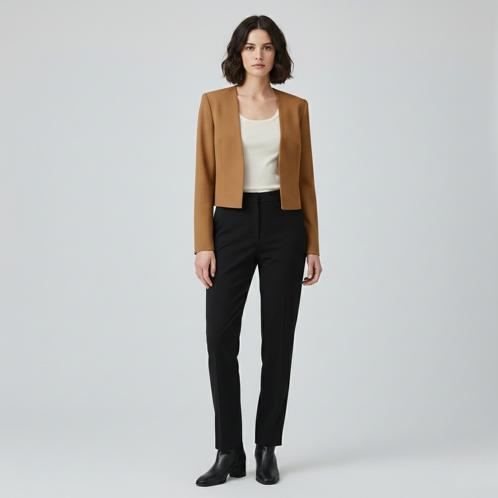 Collarless Cropped Blazer