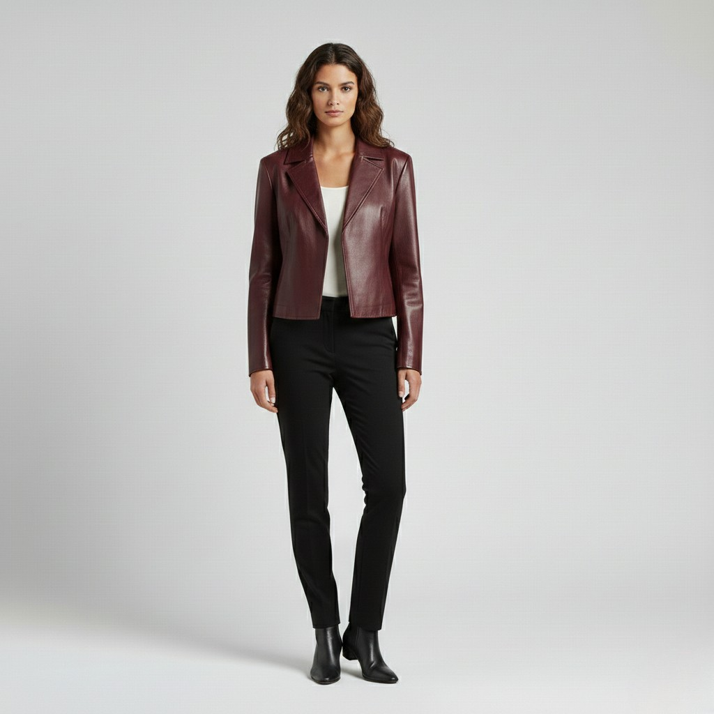 Sleek Leather Tailored Jacket