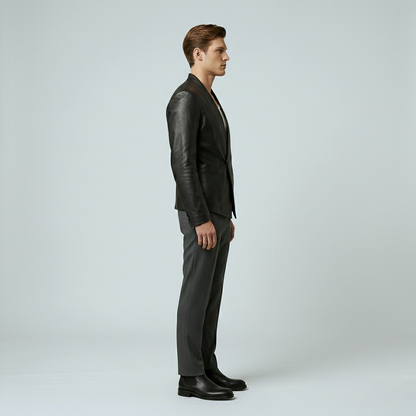 Asymmetric Leather Blazer