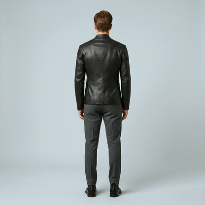Asymmetric Leather Blazer