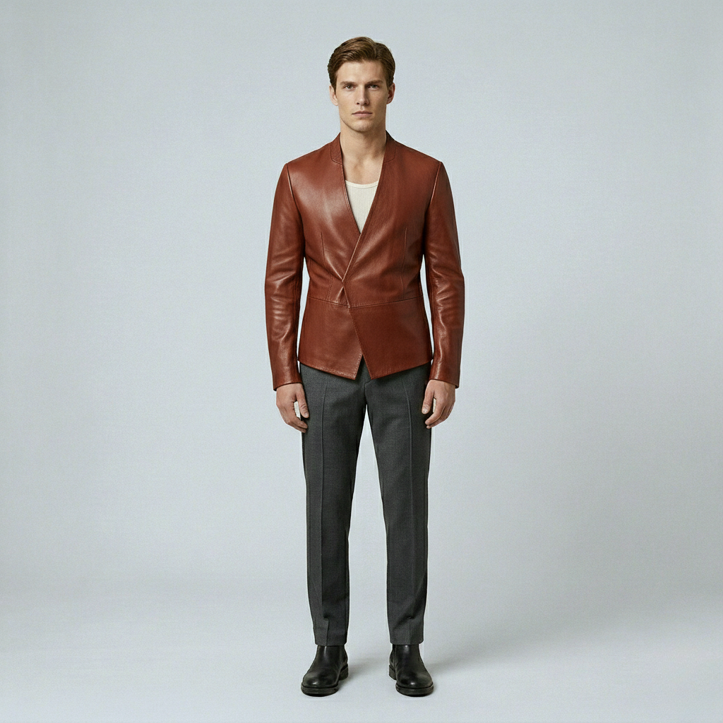 Asymmetric Leather Blazer