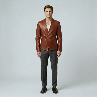 Asymmetric Leather Blazer