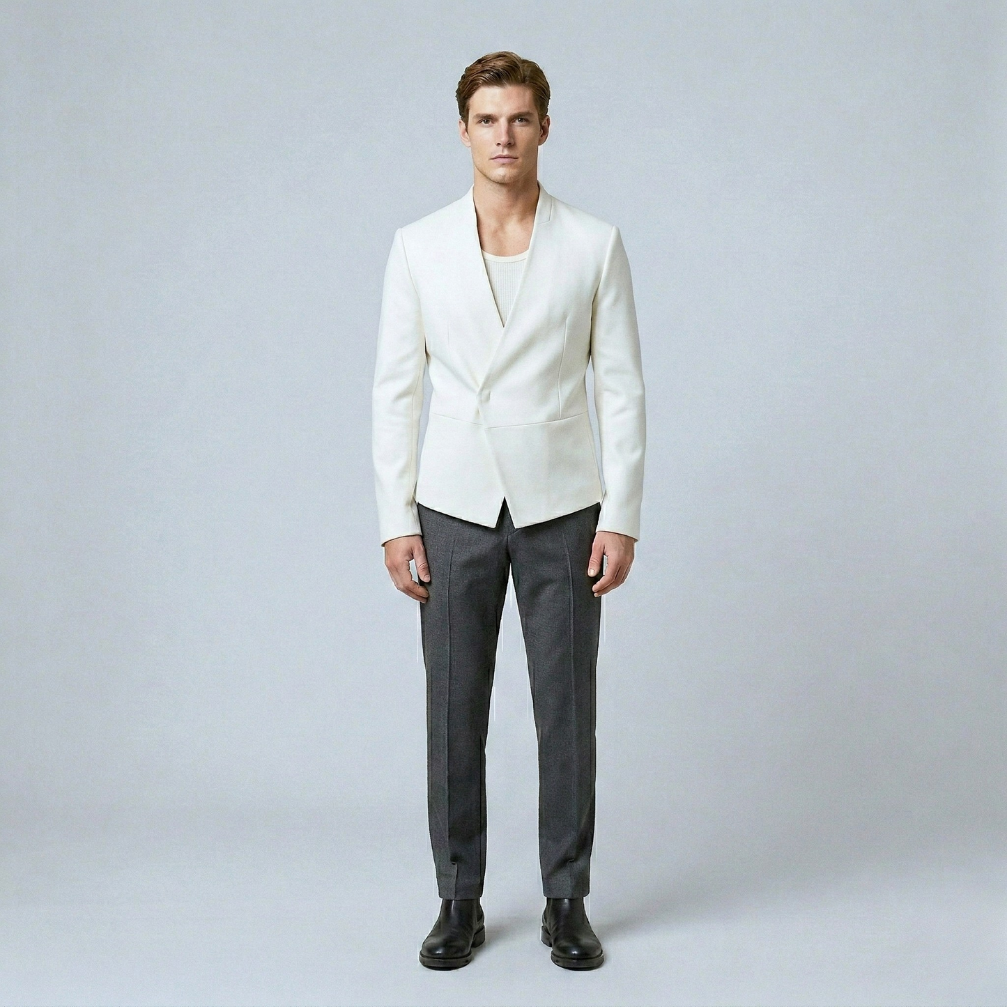 Asymmetric Leather Blazer