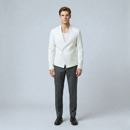 Asymmetric Leather Blazer