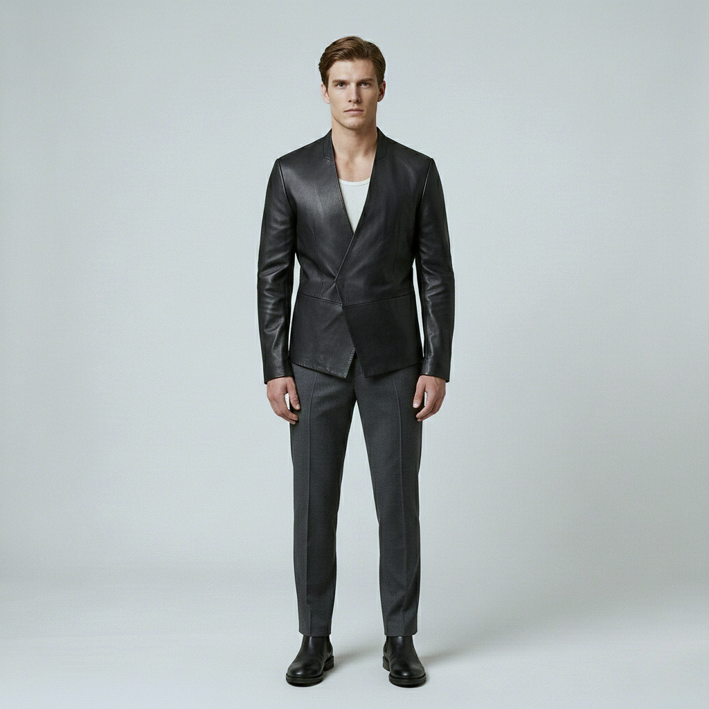Asymmetric Leather Blazer