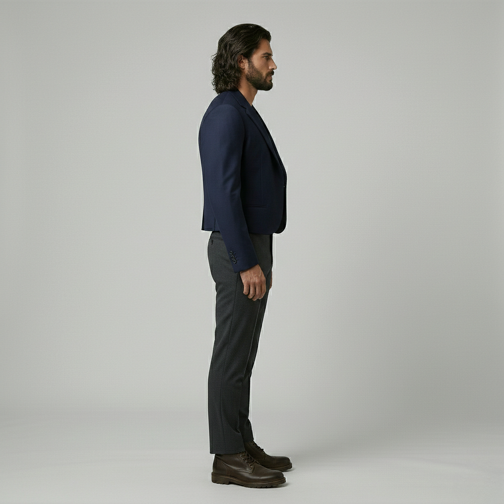 Cropped Navy Tailored Blazer