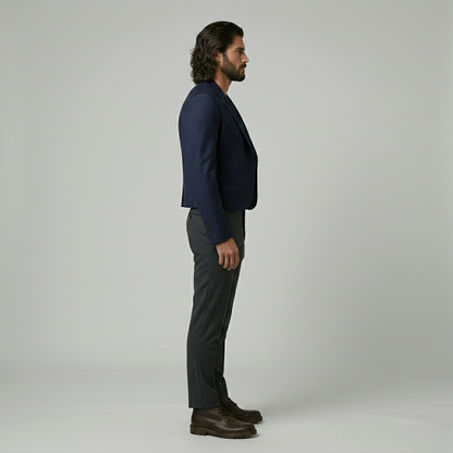 Cropped Navy Tailored Blazer