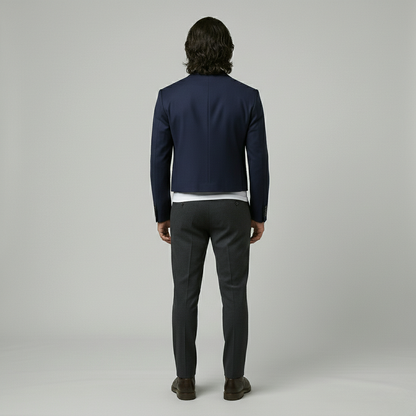 Cropped Navy Tailored Blazer