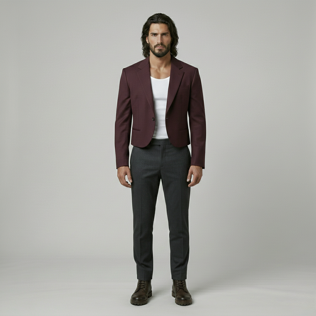 Cropped Navy Tailored Blazer