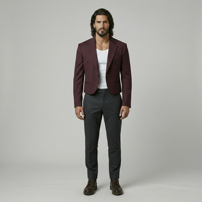 Cropped Navy Tailored Blazer