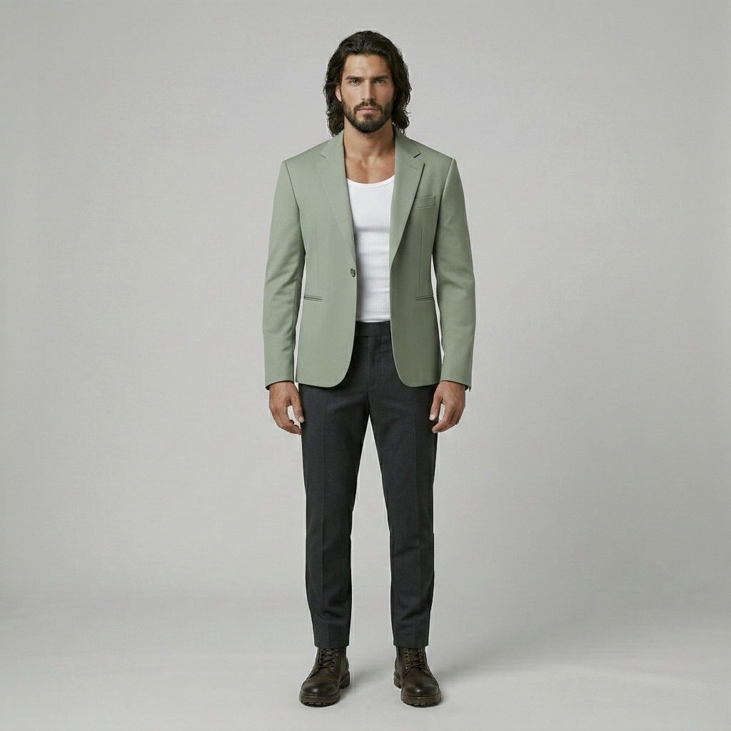Cropped Navy Tailored Blazer