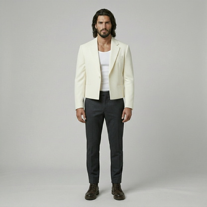 Cropped Navy Tailored Blazer