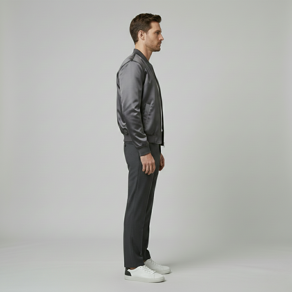 Satin Finish Modern Bomber Jacket