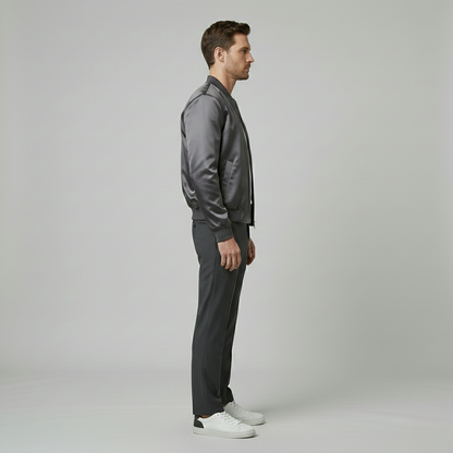 Satin Finish Modern Bomber Jacket