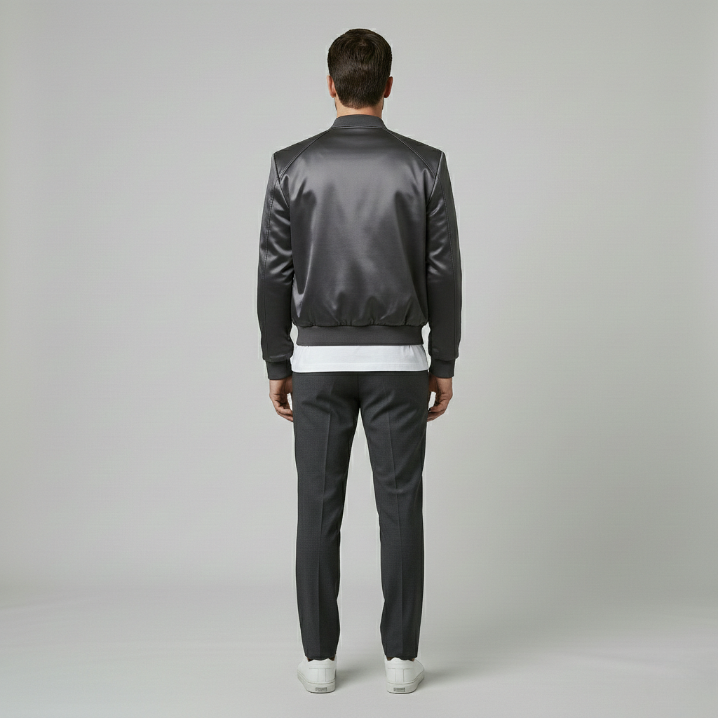 Satin Finish Modern Bomber Jacket