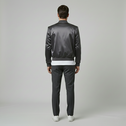 Satin Finish Modern Bomber Jacket