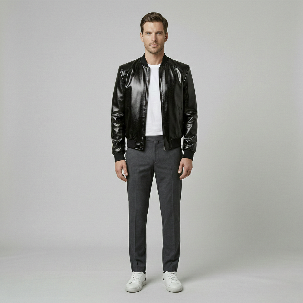Satin Finish Modern Bomber Jacket