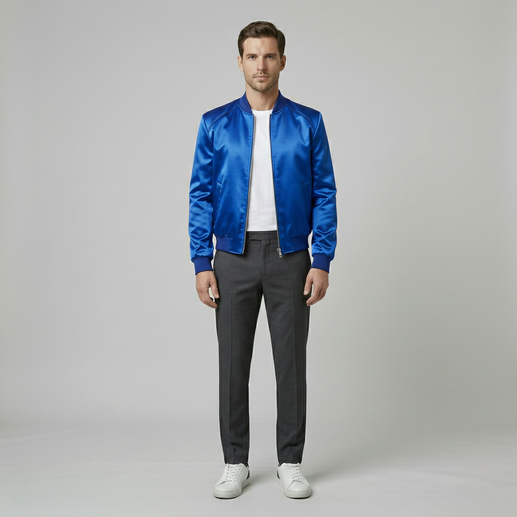 Satin Finish Modern Bomber Jacket