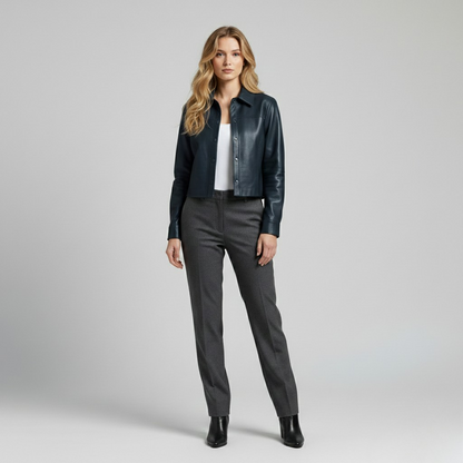 Cropped Leather Shirt Jacket