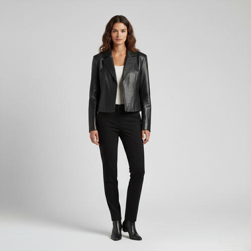 Sleek Leather Tailored Jacket