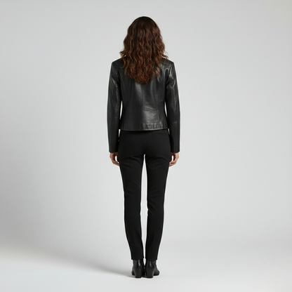 Sleek Leather Tailored Jacket